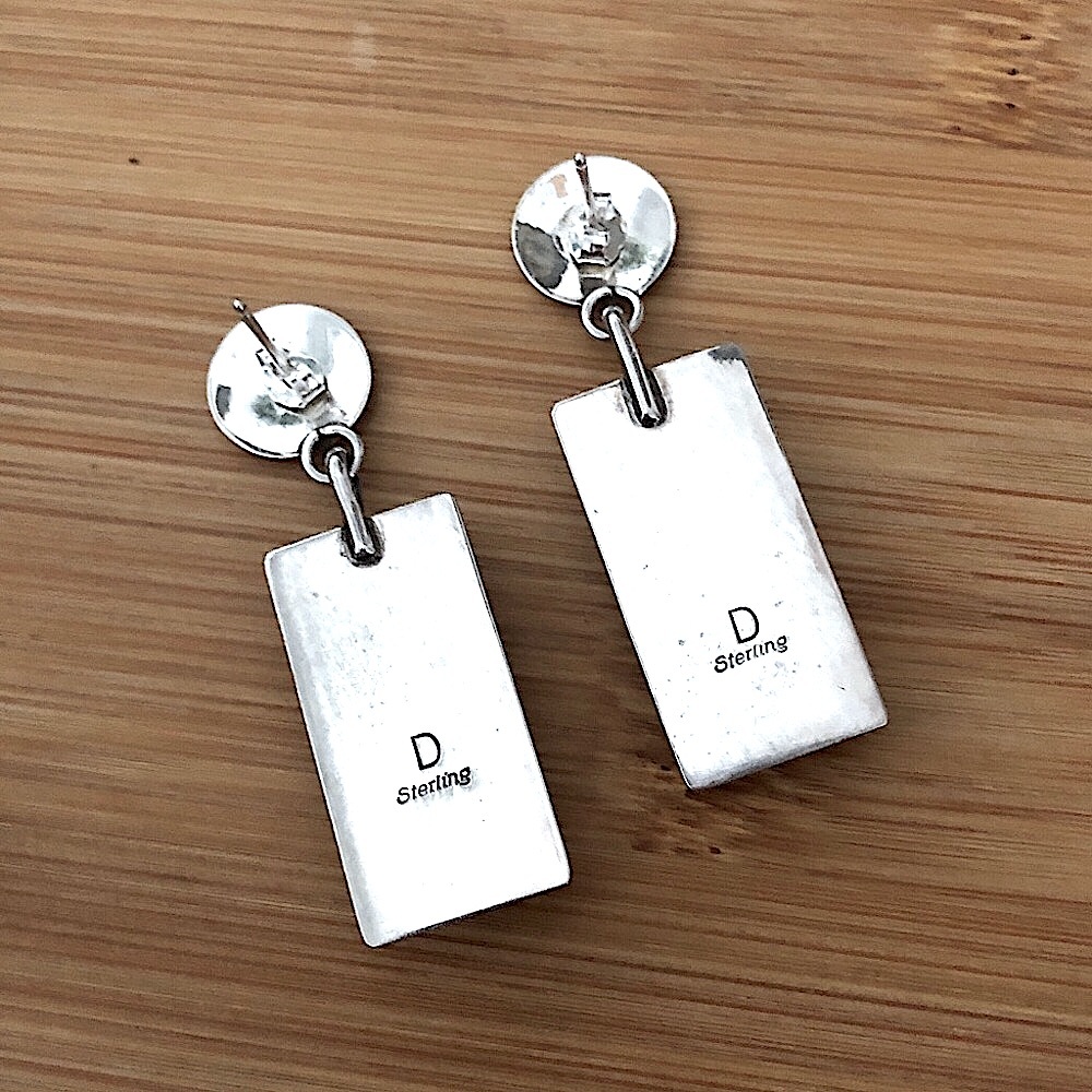 $82  Signed Navajo Estate Stud Earrings  Sterling  Marked D Sterling - Picture 5 of 6